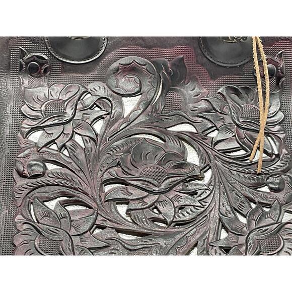 Patricia Nash Cavo Tooled Leather Tote Silver Inlay With Dust Cover - Picture 3 of 9